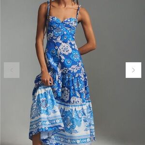 Farm Rio Full of Flowers Sweetheart Midi Dress